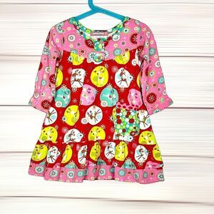 Jelly the Pug Christmas Dress Cotton Jingle Jelly Renee Ruffle Long Sleeve 2T